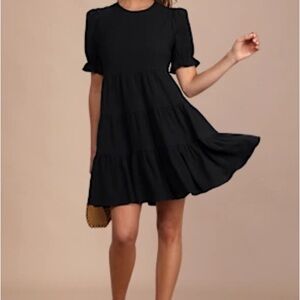 Black Puff Sleeve Mini Dress